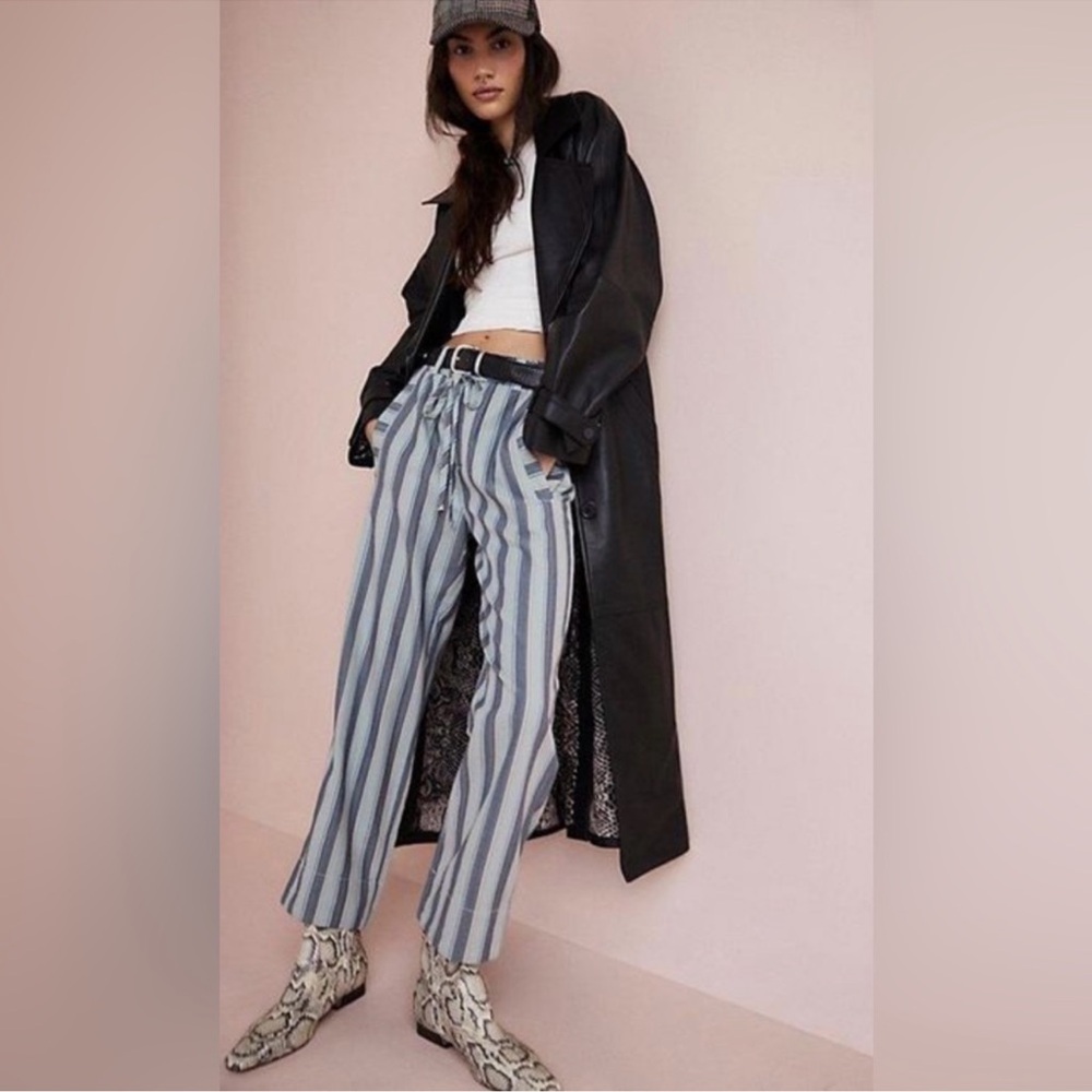 Free People Marielle Pull-On Striped Pants Blue Combo - Picture 5 of 8
